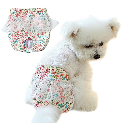 Hundewindeln für Damen, Windeln für Hunde im Wärmezyklus, Blumendesign, wiederverwendbar, waschbar, physiologische Shorts für kleine Hunde, Welpen, weibliche Haustiere Zorq von ZORQ