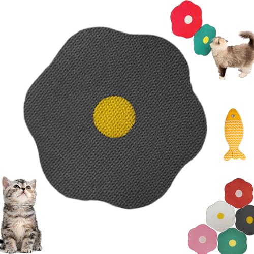 Cuddlemeow Blumen-Kratzpad FüR Katzen An Der Wand, Selbstklebende, AufhäNgbare Kratzmatte FüR Katzen Im Innenbereich, Buntes Blumen-Katzenkratzbrett, Geeignet FüR Alle Katzen (Black) von ZOTKAMN