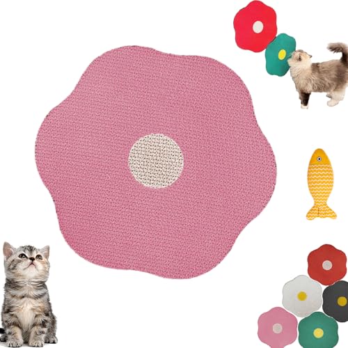 Cuddlemeow Blumen-Kratzpad FüR Katzen An Der Wand, Selbstklebende, AufhäNgbare Kratzmatte FüR Katzen Im Innenbereich, Buntes Blumen-Katzenkratzbrett, Geeignet FüR Alle Katzen (Pink) von ZOTKAMN