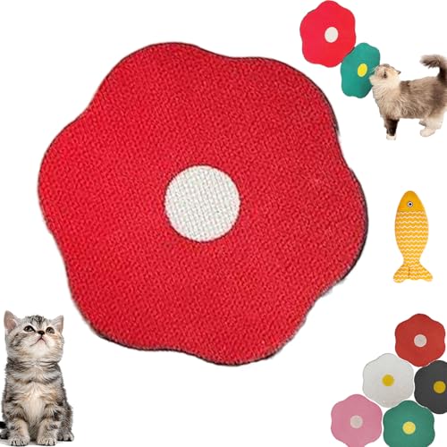 Cuddlemeow Blumen-Kratzpad FüR Katzen An Der Wand, Selbstklebende, AufhäNgbare Kratzmatte FüR Katzen Im Innenbereich, Buntes Blumen-Katzenkratzbrett, Geeignet FüR Alle Katzen (Red) von ZOTKAMN