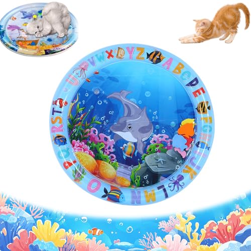 ZOTKAMN Wasserbettspielzeug FüR Katzen Mit Fisch, Animal Oasis Haustier-Wassersensormatte, Verbesserte, Verdickte Wassermatte FüR Katzen, Kratzfestes Design, Geeignet FüR Alle Haustiere (*A) von ZOTKAMN