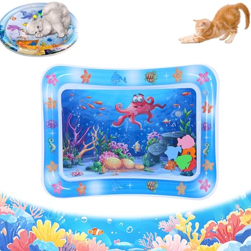 ZOTKAMN Wasserbettspielzeug FüR Katzen Mit Fisch, Animal Oasis Haustier-Wassersensormatte, Verbesserte, Verdickte Wassermatte FüR Katzen, Kratzfestes Design, Geeignet FüR Alle Haustiere (*C) von ZOTKAMN
