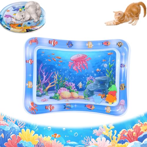 ZOTKAMN Wasserbettspielzeug FüR Katzen Mit Fisch, Animal Oasis Haustier-Wassersensormatte, Verbesserte, Verdickte Wassermatte FüR Katzen, Kratzfestes Design, Geeignet FüR Alle Haustiere (*D) von ZOTKAMN