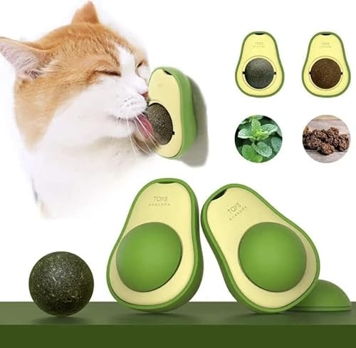 Avocado Katzenminze-Wandball, Minzball, essbare Leckbälle, Snack-Zubehör, Spielzeug, drehbar, gesunde Leckereien, Spielzeug, lustige Katzen, Plüschtasche, Kicker-Spielzeug, lustige Energie, Leckerli, von ZOUBAOQ