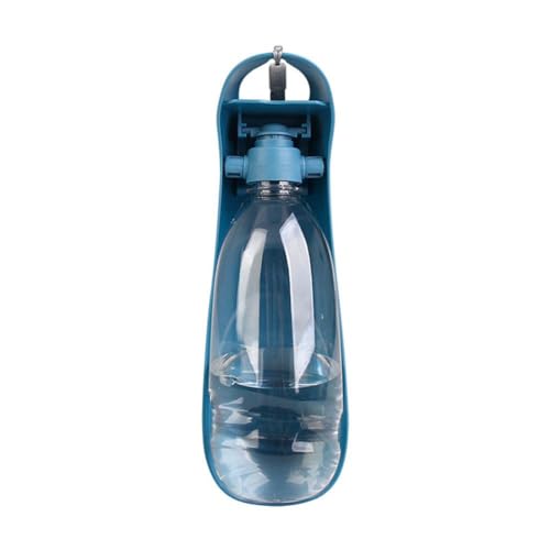 Hunde-Wasserflasche, tragbarer Haustier-Wasserspender mit faltbarem Trinkbecher, 550 ml, auslaufsicher, für Spaziergänge im Freien, Wandern, Reisen (blau) von ZOUBAOQ