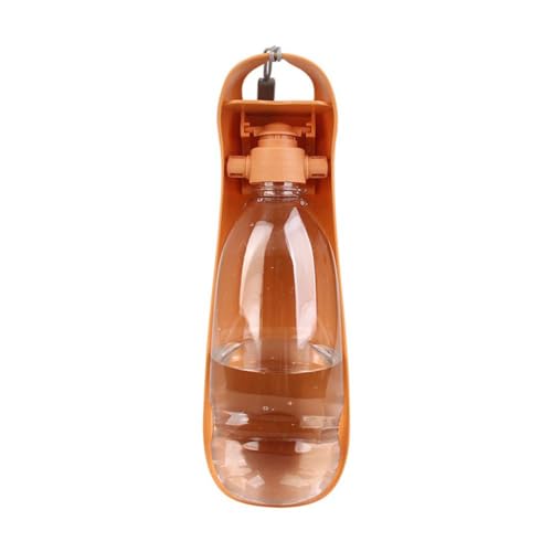 Hunde-Wasserflasche, tragbarer Wasserspender für Haustiere, mit faltbarem Trinkbecher, 550 ml, auslaufsicher, für Spaziergänge im Freien, Wandern, Reisen (Orange) von ZOUBAOQ