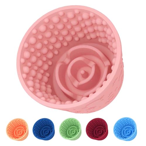 Dog Slow Feeder Lick Bowl, Rutschfester Hund Lecken Lecken Leckerli-Spender, Slow Feeder Hundenäpfe für kleine, mittelgroße und große Rassen, Angstlinderung & Anti-Ersticken, BPA-freies Silikon (Rosa, von ZOURYNUA