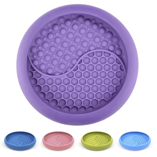 ZOURYNUA Hund Lecknapf Rutschfest Hund Slow Feeder Leckmatte Leckmatte Leckerli Spender, Interaktives und Anreicherungsspielzeug, Langeweile & Angstreduzierer, BPA-freies Silikon (Lila, Groß) von ZOURYNUA