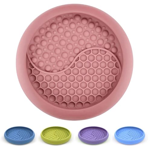 ZOURYNUA Hund Lecknapf Rutschfest Hund Slow Feeder Leckmatte Leckmatte Leckerli Spender Interaktives und Anreicherungsspielzeug Langeweile & Angstreduzierung BPA Free Silikon (Rosa, Groß) von ZOURYNUA