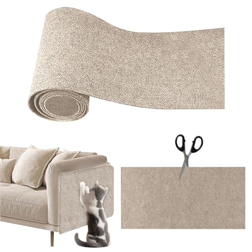 ZOYDP 200 × 40 cm Kratzmatte Katze Selbstklebend, Kratzteppich Katze Wand, DIY Kratzmatte Katze Wand, Zuschneidbare Kratzwand für Katzen, Katzen Kratzschutz für Sofa, Möbel, Couch, Tür, Khaki von ZOYDP