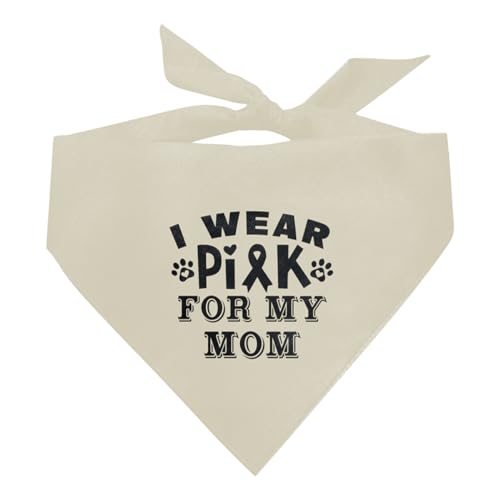 Hundehalstuch, mit Aufschrift "I Wear Pink for My Mom Cancer", Brustkrebs, Dreieckstuch für Haustiere, Hunde, Halstuch, Zubehör, Hundehalstuch für kleine, mittelgroße und große Hunde (D48) von ZPPRJF