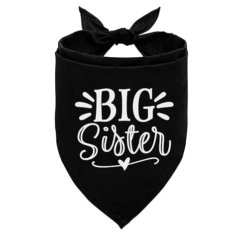 Big Sister Bandana für Hunde, Haustier-Schwangerschaftsankündigung, schwarzes Hundehalstuch, große Schwester, Hunde-Shirt, Haustier-Bandana für kleine und mittelgroße Hunde (M) von ZPPRJF