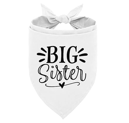 Big Sister Hundehalstuch, Hundehalstuch, weiß, Haustier-Hundeschal, Dreieckstuch für große Hunde, Baby-Ankündigung, Hundehalstuch, Hundehalstuch, Haustierschal (L) von ZPPRJF