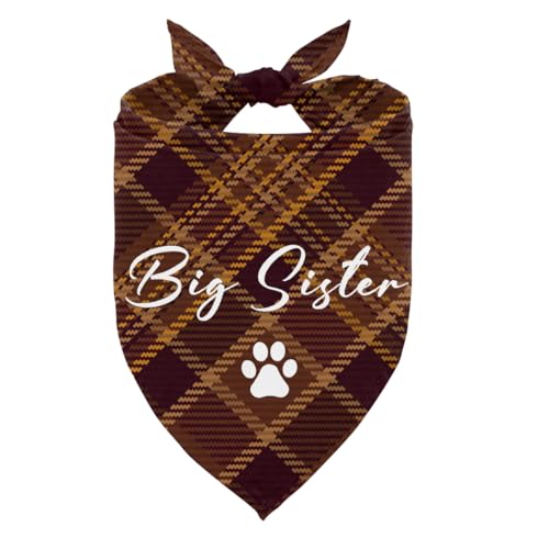 Big Sister Hundehalstuch, braun gestreift, kariert, dekorativer Schal, verstellbar, bequem, Dreiecks-Hundeschal, niedliches Welpen-Bandana, ausgefallenes für kleine, mittelgroße Jungen und Mädchen von ZPPRJF