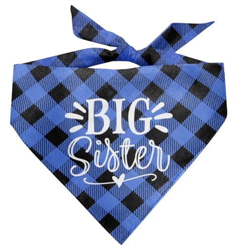 Große Schwester Hund Bandana, Hund Bandana, Buffalo Plaid Haustier Schal, Haustier Hund Schal Zubehör, Baby Ankündigung Hund Bandana, Hund Bandana Geschenk für Kleine Mittlere Groß, Hund Bandana von ZPPRJF