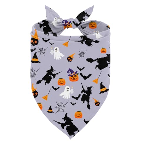 Halloween-Haustier-Halstuch, Dreieckstuch mit Fledermaus, Geist, Spinnennetz, Totenkopf-Muster, Halloween-Party, Hundehalstücher für kleine, mittelgroße Jungen und Mädchen, für Hunde Halloween-Haustier-Halstuch, Dreieckstuch mit Fledermaus, Geist, Spinnennetz, Totenkopf-Muster, Halloween-Party, Hundehalstücher für kleine, mittelgroße Jungen und Mädchen, für Hunde von ZPPRJF