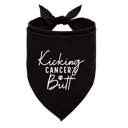Hundehalstuch, Motiv: Beating Cancer, Kicking Cancers Butt Dog Bandana, Beat Cancer Hundeschal, schwarzes Hundehalstuch, Haustier-Dreieckschal, Haustier-Schal, Zubehör für kleine, mittelgroße Hunde von ZPPRJF