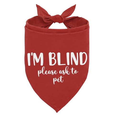 Hundehalstuch, Motiv: I'm Blind Please Ask to Pet, Sehbehindertes Hundehalstuch, rotes Haustier-Dreieckstuch Zubehör, perfekter Geburtstag für Hundeliebhaber Hundehalstuch, Motiv: I'm Blind Please Ask to Pet, Sehbehindertes Hundehalstuch, rotes Haustier-Dreieckstuch Zubehör, perfekter Geburtstag für Hundeliebhaber von ZPPRJF
