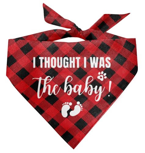 I Thought I was The Baby Dog Bandana, Dog Bandana, Buffalo Plaid Pet Scarf, Dog Scarf Accessories, Baby Ankündigung Dog Bandana, Dog Bandana Gift for Small Medium Large, Dog Bandana Pet Scarf (B36) von ZPPRJF