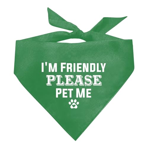 I'm Friendly Please Pet Me Hundehalstuch, grünes Hundehalstuch, lustiges süßes Hundehalstuch, Haustier-Hunde-Dreieckschal, Haustier-Hundeschal, Zubehör, Hundehalstuch für kleine, mittelgroße und große von ZPPRJF