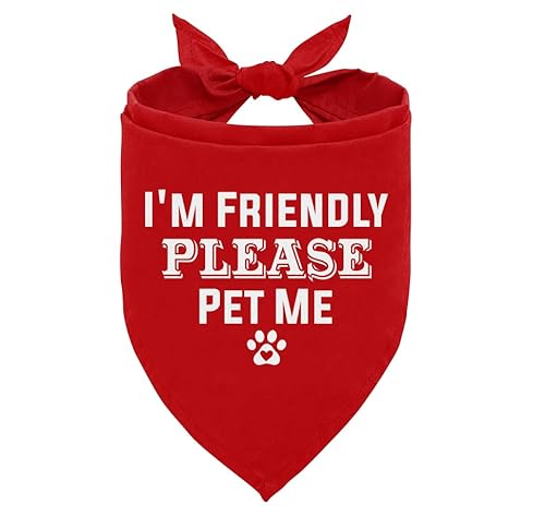 I'm Friendly Please Pet Me Hundehalstuch, rot, lustig, niedlich, Dreieckstuch, Zubehör für kleine, mittelgroße und große Hunde (D49) von ZPPRJF