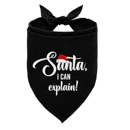 Lustiges Weihnachts-Hundehalstuch, Motiv: Weihnachtsmann Ich kann erklären, Hundehalstuch, schwarz, verstellbar, Dreieck, Haustier-Schal, bequemes Weihnachtsparty-Haustier-Tuch für kleine und Lustiges Weihnachts-Hundehalstuch, Motiv: Weihnachtsmann Ich kann erklären, Hundehalstuch, schwarz, verstellbar, Dreieck, Haustier-Schal, bequemes Weihnachtsparty-Haustier-Tuch für kleine und von ZPPRJF