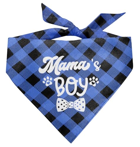 Mama's Boy Hundehalstuch, Hundehalstuch, Büffelkariert, Haustier-Schal, Hunde-Schal, Zubehör, Haustier-Hunde-Geschlecht offenbarender Dreieckstuch, Hundehalstuch für kleine, mittelgroße und große von ZPPRJF