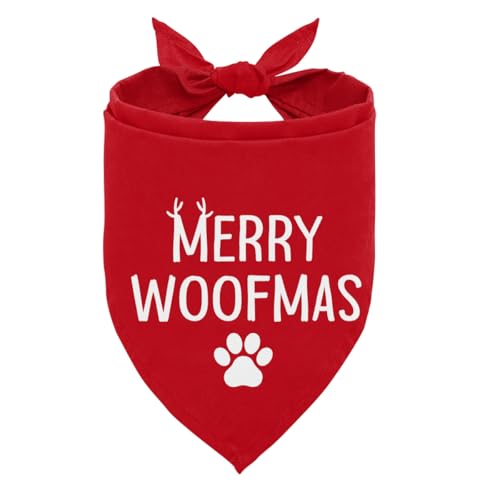 Merry Woofmas Hundehalstuch, niedliches Weihnachts-Hundehalstuch, rot, verstellbar, bequem, Dreieckstuch mit Pfotenabdruck-Muster, Weihnachtsgeschenk für kleine und mittelgroße Hunde Merry Woofmas Hundehalstuch, niedliches Weihnachts-Hundehalstuch, rot, verstellbar, bequem, Dreieckstuch mit Pfotenabdruck-Muster, Weihnachtsgeschenk für kleine und mittelgroße Hunde von ZPPRJF