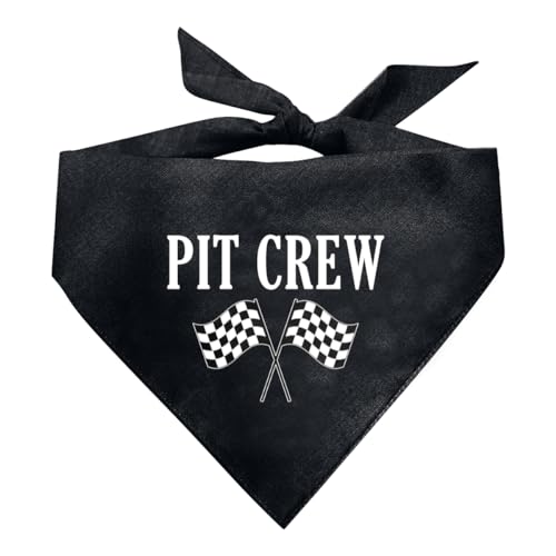 Pit Crew Hundehalstuch, schwarzes Hundehalstuch, karierte Flagge, Rennwagen-Flagge, Hundehalstuch, lustiges süßes Hundehalstuch, Haustier-Hunde-Dreieck-Schal, Geschenk für Hundeliebhaber, von ZPPRJF