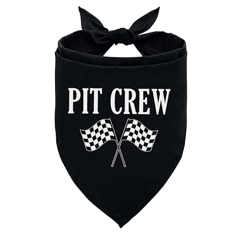 Pit Crew Hundehalstuch, schwarzes Hundehalstuch, karierte Flagge, Rennwagen-Flagge, Hundehalstuch, lustiges süßes Hundehalstuch, Haustier-Hunde-Dreieck-Schal, Geschenk für Hundeliebhaber, von ZPPRJF