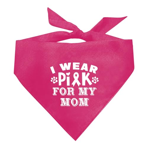 Hundehalstuch, mit Aufschrift "I Wear Pink for My Mom Cancer Ribbon Breast Cancer Bandana, Dreieckstuch für Haustiere, Hunde, Halstuch, Zubehör, Hundehalstuch für kleine, mittelgroße und große Hunde von ZPPRJF
