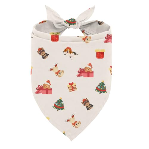 Weihnachts-Hundehalstuch, niedliches Welpen- und Weihnachtsbaum-Muster, Haustier-Tuch, verstellbar, bequem, Dreiecks-Hunde-Schal, Weihnachtsparty, Haustier-Tuch für kleine und mittelgroße Hunde Weihnachts-Hundehalstuch, niedliches Welpen- und Weihnachtsbaum-Muster, Haustier-Tuch, verstellbar, bequem, Dreiecks-Hunde-Schal, Weihnachtsparty, Haustier-Tuch für kleine und mittelgroße Hunde von ZPPRJF