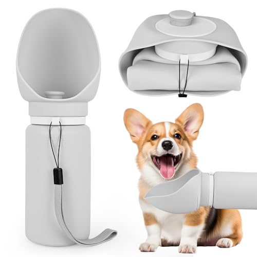 ZPTEE Hundewasserflasche, tragbarer Silikon-Haustier-Wasserbecher, zusammenklappbar, auslaufsicher, Outdoor-Reisen, Spazierengehen, Haustier-Trinknapf von ZPTEE