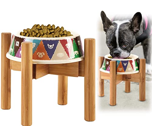 Hundenapfständer – erweiterbare Größe für 15,2 - 20,3 cm Durchmesser kleine und mittelgroße Haustiernapf, Höhe 19,1 erhöhter Futterspender Futterhalter natürliches Bambusholz (nur Ständer) von ZPirates