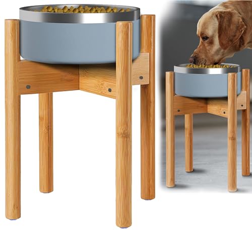 ZPirates r Hundenapfständer für große Hunde – ausziehbarer Halter (20,3 cm - 27,9 cm breit, 35,6 cm hoch) passend für Futternapf und Wassernapf in verschiedenen Größen – natürliches Bambusholz von ZPirates
