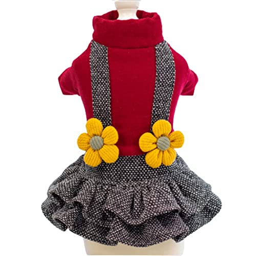 ZQDMYT Winter New Hundepullover for kleine Hunde, zweibeiniger Hundemantel mit Knöpfen, einteiliger atmungsaktiver Rock Mädchen Hund Weste Outfits Kleidung (Color : Red-XXL) von HAODA
