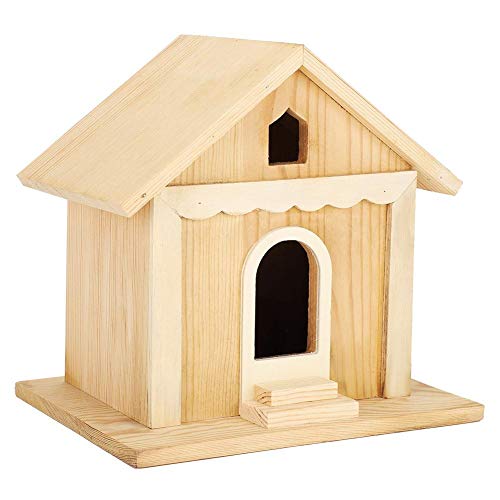 Dekoratives Vogelhaus aus Holz, unvollendet, handgefertigt, for den Außenbereich, Garten, Terrasse, dekorativer Nistkasten, Vogelhaus, Käfig for Anlocken von Drosseln, Finken, Zaunkönigen, Turteltaube von ZQDWMND