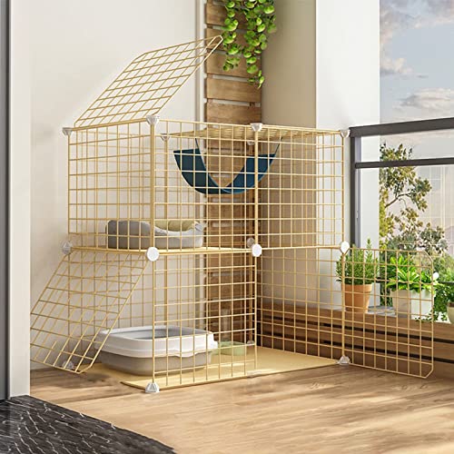 Doppelter Kätzchenkäfig for Hauskatzen mit Sitzstangenplattformen, Zubehör, Katzentransportboxen aus Hartmetall, Laufstall for kleine Katzen(White) von ZQMKQCEK