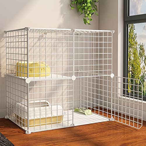 Doppelter Kätzchenkäfig for Hauskatzen mit Sitzstangenplattformen, Zubehör, Katzentransportboxen aus Hartmetall, Laufstall for kleine Katzen(Yellow) von ZQMKQCEK