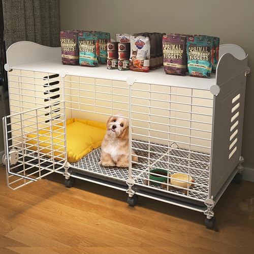 Hundehütte aus Metalldraht – Abnehmbare Hundebox for den Innenbereich mit herausnehmbarem Tablett, Stauraum Oben und Gehege for kleine Haustiere – Ideal for Hundekäfige und Tierheime(3 Grids) von ZQMKQCEK