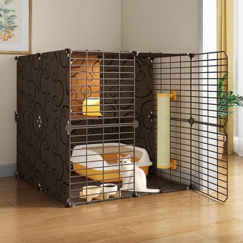 Katzenkäfig for den Innenbereich – Abnehmbares Metallgehege for Kätzchen – Zusammengebauter Katzenlaufstall und Kiste for Kleintiere – Ideale Villa for den Innenbereich for Katzen und Kätzchen(Black,2 von ZQMKQCEK