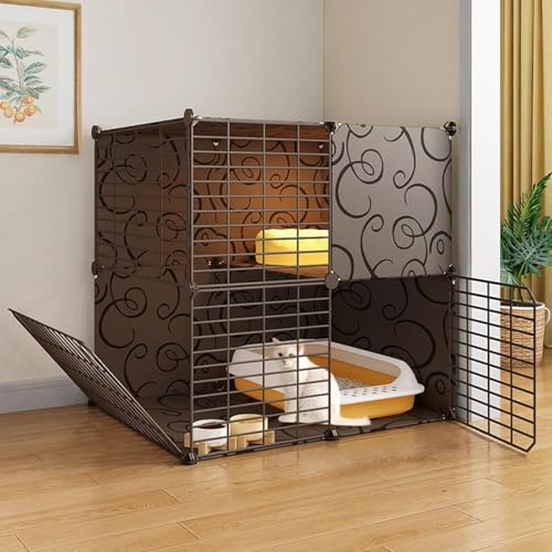 Katzenkäfig for den Innenbereich – Abnehmbares Metallgehege for Kätzchen – Zusammengebauter Katzenlaufstall und Kiste for Kleintiere – Ideale Villa for den Innenbereich for Katzen und Kätzchen(Black,2 von ZQMKQCEK