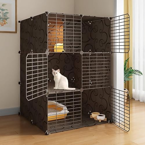 Katzenkäfig for den Innenbereich – Abnehmbares Metallgehege for Kätzchen – Zusammengebauter Katzenlaufstall und Kiste for Kleintiere – Ideale Villa for den Innenbereich for Katzen und Kätzchen(Black,2 von ZQMKQCEK