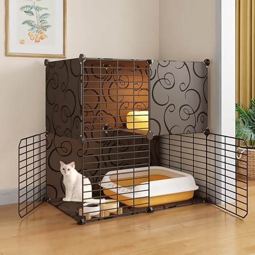 Katzenkäfig for den Innenbereich – Abnehmbares Metallgehege for Kätzchen – Zusammengebauter Katzenlaufstall und Kiste for Kleintiere – Ideale Villa for den Innenbereich for Katzen und Kätzchen(Black,2 von ZQMKQCEK