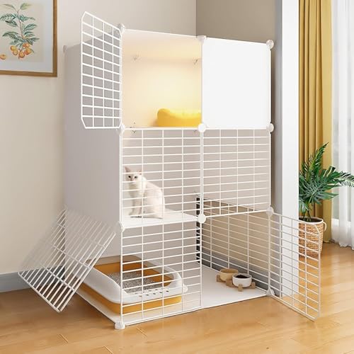 Katzenkäfig for den Innenbereich – Abnehmbares Metallgehege for Kätzchen – Zusammengebauter Katzenlaufstall und Kiste for Kleintiere – Ideale Villa for den Innenbereich for Katzen und Kätzchen(White,2 Katzenkäfig for den Innenbereich – Abnehmbares Metallgehege for Kätzchen – Zusammengebauter Katzenlaufstall und Kiste for Kleintiere – Ideale Villa for den Innenbereich for Katzen und Kätzchen(White,2 von ZQMKQCEK