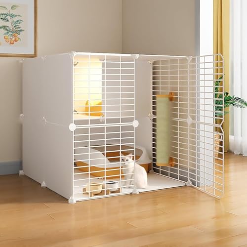 Katzenkäfig for den Innenbereich – Abnehmbares Metallgehege for Kätzchen – Zusammengebauter Katzenlaufstall und Kiste for Kleintiere – Ideale Villa for den Innenbereich for Katzen und Kätzchen(White,2 von ZQMKQCEK