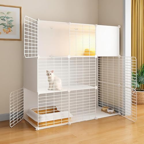 Katzenkäfig for den Innenbereich – Abnehmbares Metallgehege for Kätzchen – Zusammengebauter Katzenlaufstall und Kiste for Kleintiere – Ideale Villa for den Innenbereich for Katzen und Kätzchen(White,4 von ZQMKQCEK