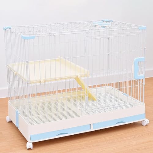 Katzenkiste, Katzenkäfige auf Rädern, geschlossener Katzenlaufstall, Catio-Katzengehege for den Innenbereich mit ausziehbarer Ablage for Frettchen, Chinchillas, Kleintiere(Blue,86x55x71cm) von ZQMKQCEK