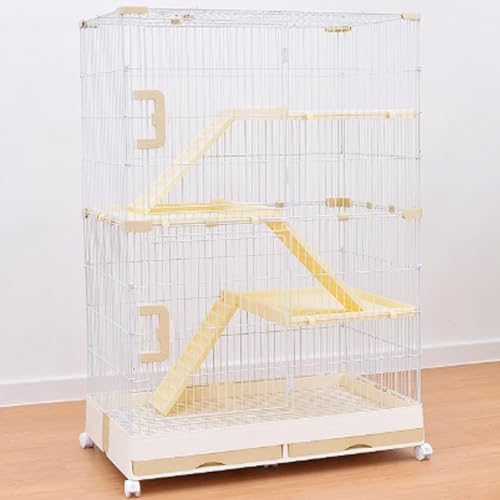 Katzenkiste, Katzenkäfige auf Rädern, geschlossener Katzenlaufstall, Catio-Katzengehege for den Innenbereich mit ausziehbarer Ablage for Frettchen, Chinchillas, Kleintiere(Brown,86x55x128cm) von ZQMKQCEK