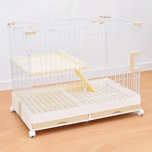 Katzenkiste, Katzenkäfige auf Rädern, geschlossener Katzenlaufstall, Catio-Katzengehege for den Innenbereich mit ausziehbarer Ablage for Frettchen, Chinchillas, Kleintiere(Brown,86x55x71cm) von ZQMKQCEK